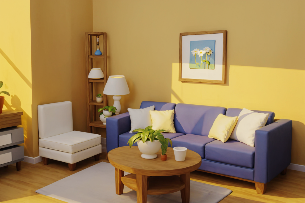 舒适卡通客厅室内装修效果图模型