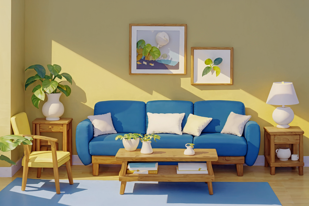 舒适卡通客厅室内装修效果图模型