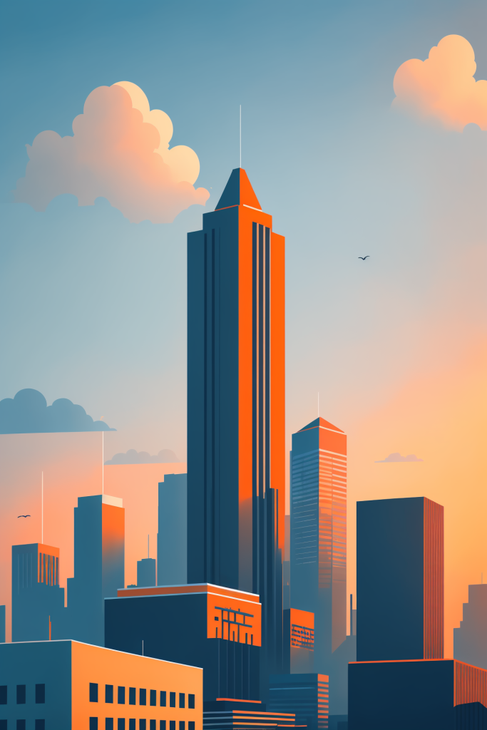 户外市区城市剪影扁平插画图片
