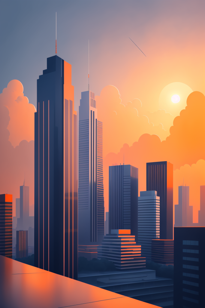 户外市区城市剪影扁平插画图片