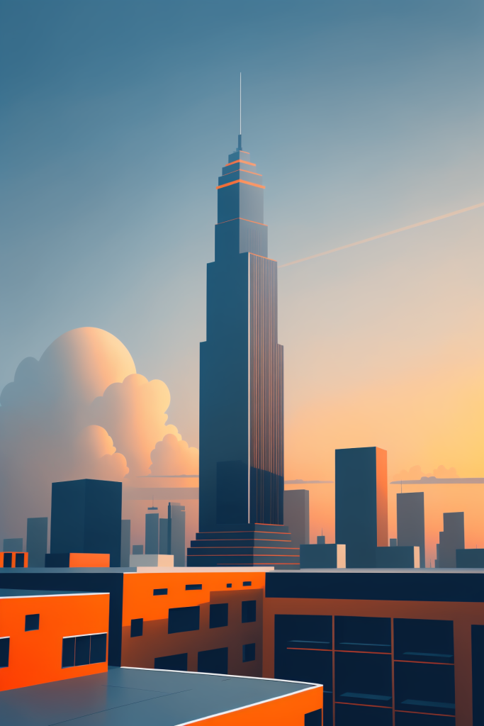 梦幻都市风景城市剪影扁平插画图片