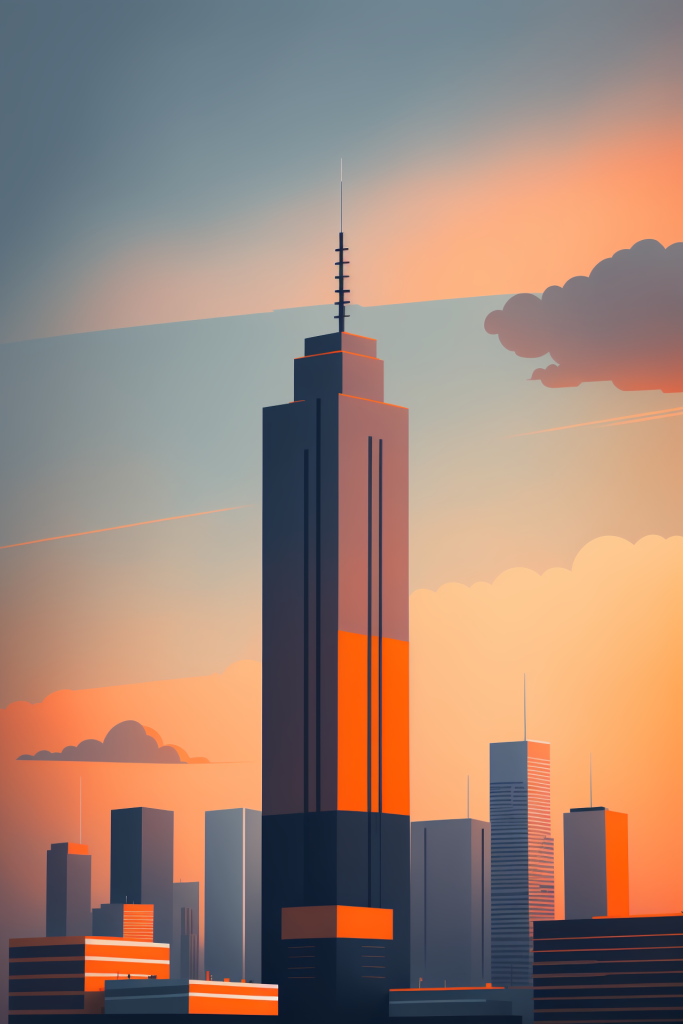 摩登都市城市剪影扁平插画图片