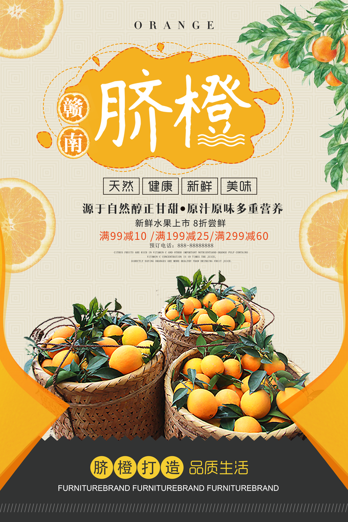 脐橙橙子水果海报