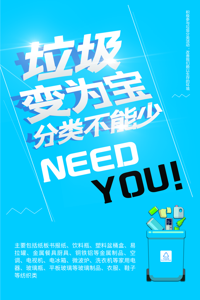 垃圾分类保护环境卫生展板设计