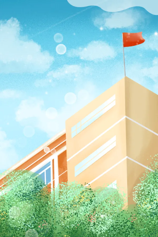 开学季手绘卡通校园背景