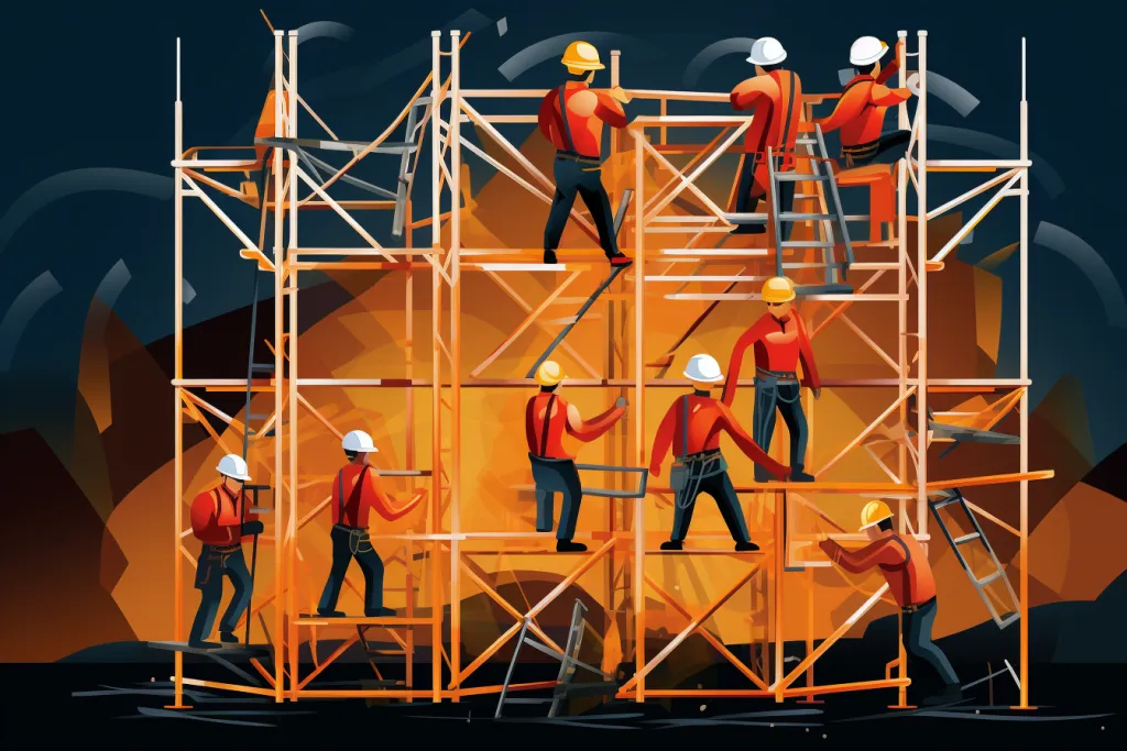 工地上的建筑工人劳动人物插画