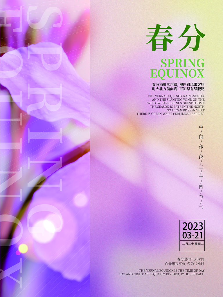 春季春分宣传二十四节气春分海报