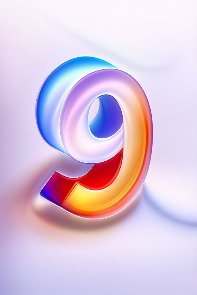 3D渐变玻璃质感倒计时数字9元素