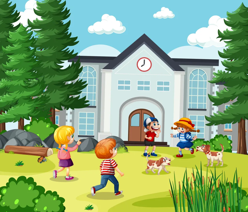 校园动漫儿童卡通儿童背景素材插画