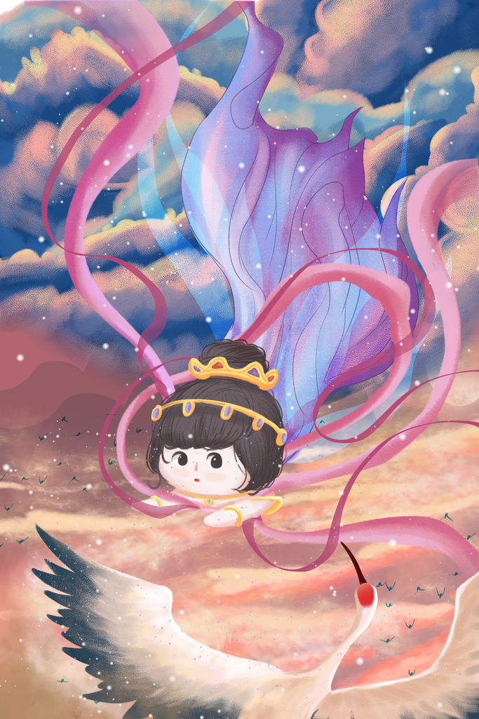 唯美古风经典仙女敦煌插画