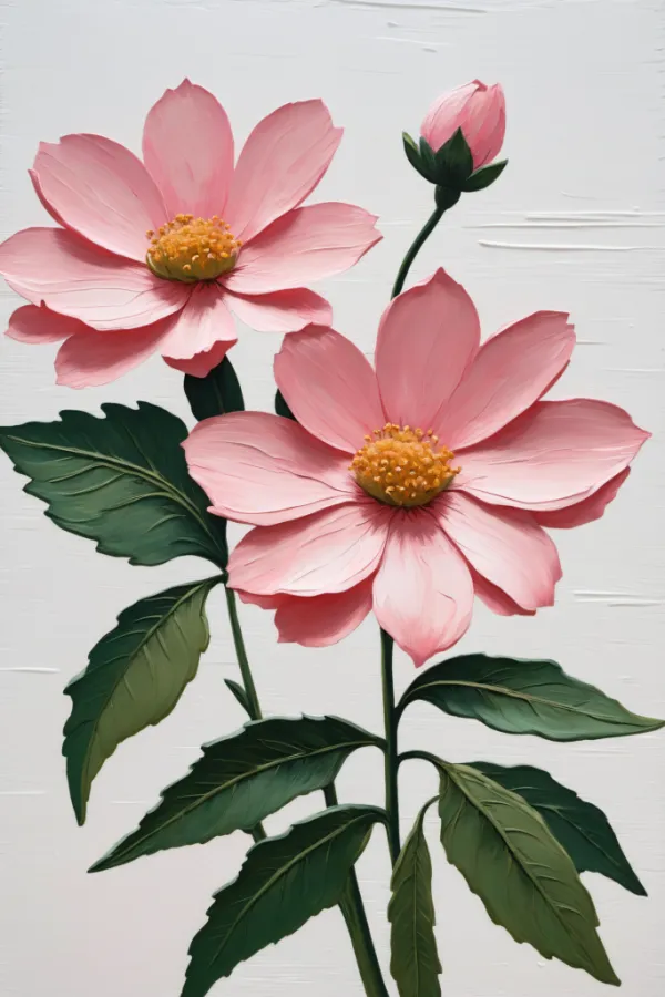 手绘花朵花卉油画肌理装饰插画