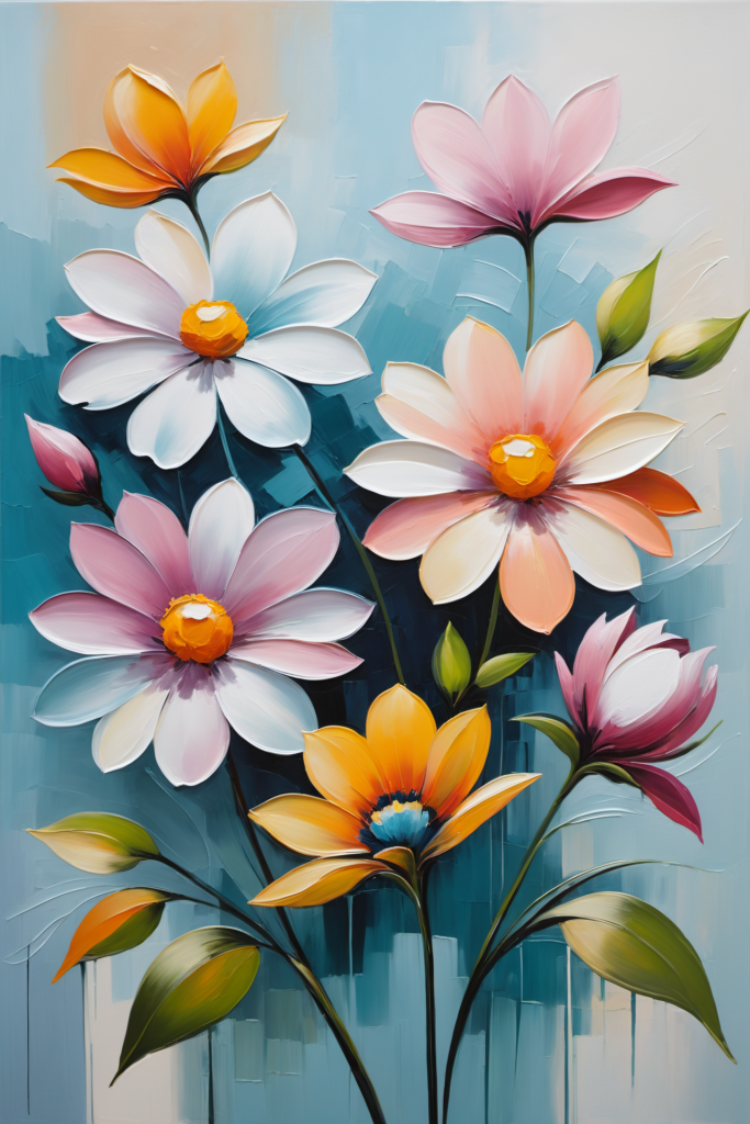 花卉装饰画花卉油画肌理装饰插画