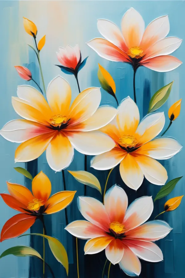 手绘花朵花卉油画肌理装饰插画