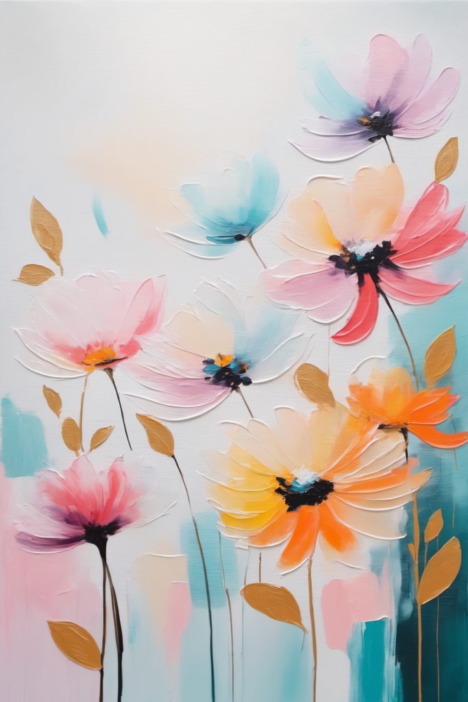 花朵作画花卉油画肌理装饰插画