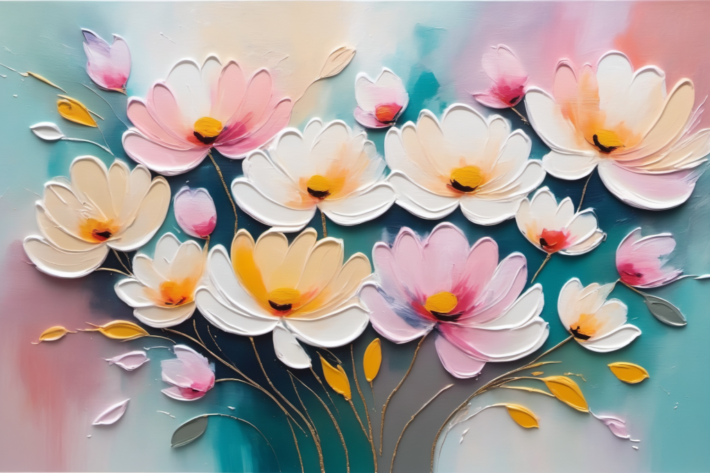 质感设计花卉油画肌理装饰插画