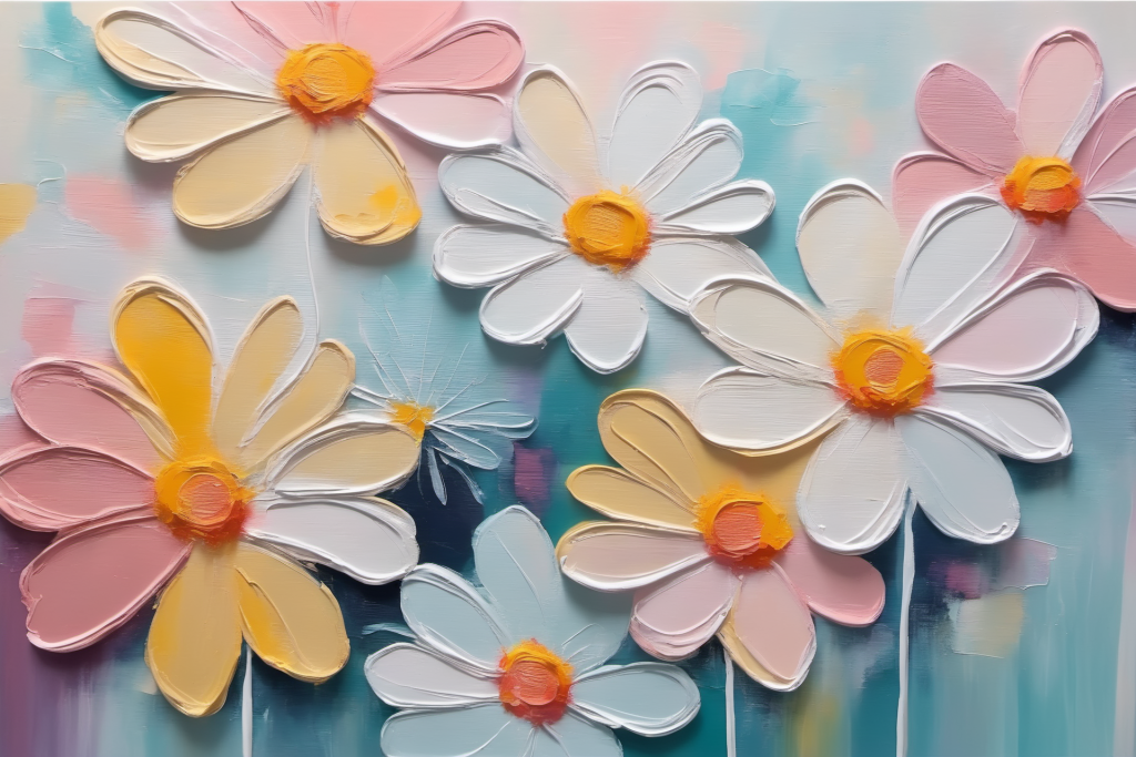 质感设计花卉油画肌理装饰插画