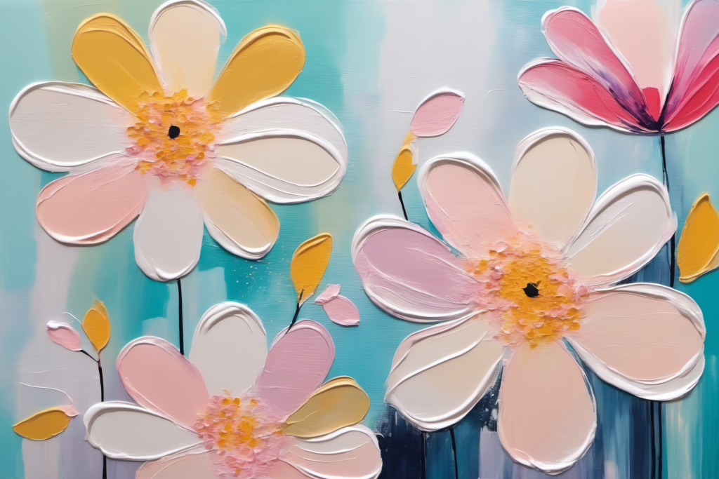 植物叶子花卉油画肌理装饰插画