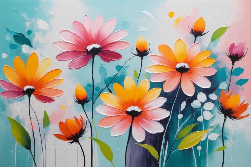 水彩画花卉油画肌理装饰插画