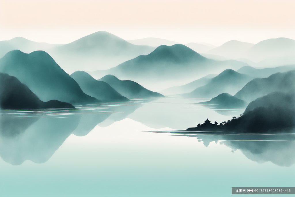 风景国画中国风水墨山水画装饰插画png下载_编号604757736235864416-设图网