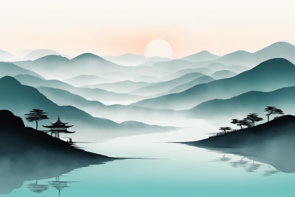 设计艺术中国风水墨山水画装饰插画png下载_编号604761257496681365-设图网