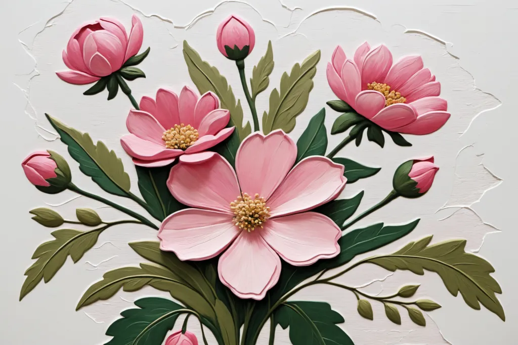 手绘花朵花卉油画肌理装饰插画