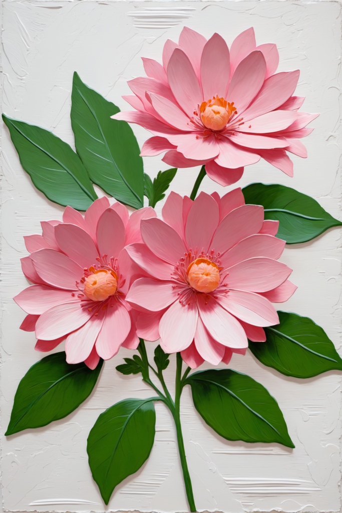 唯美花束花卉油画肌理装饰插画