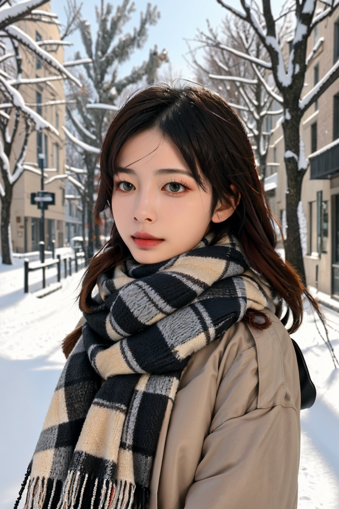 日常生活冬季背景女性肖像摄影图