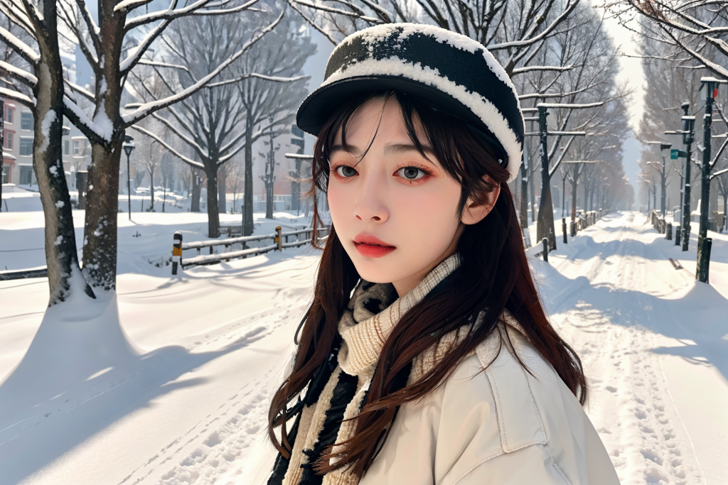 日常生活冬季背景女性肖像摄影图