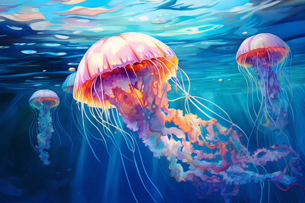 海洋八爪鱼水母海底世界海洋生物插画