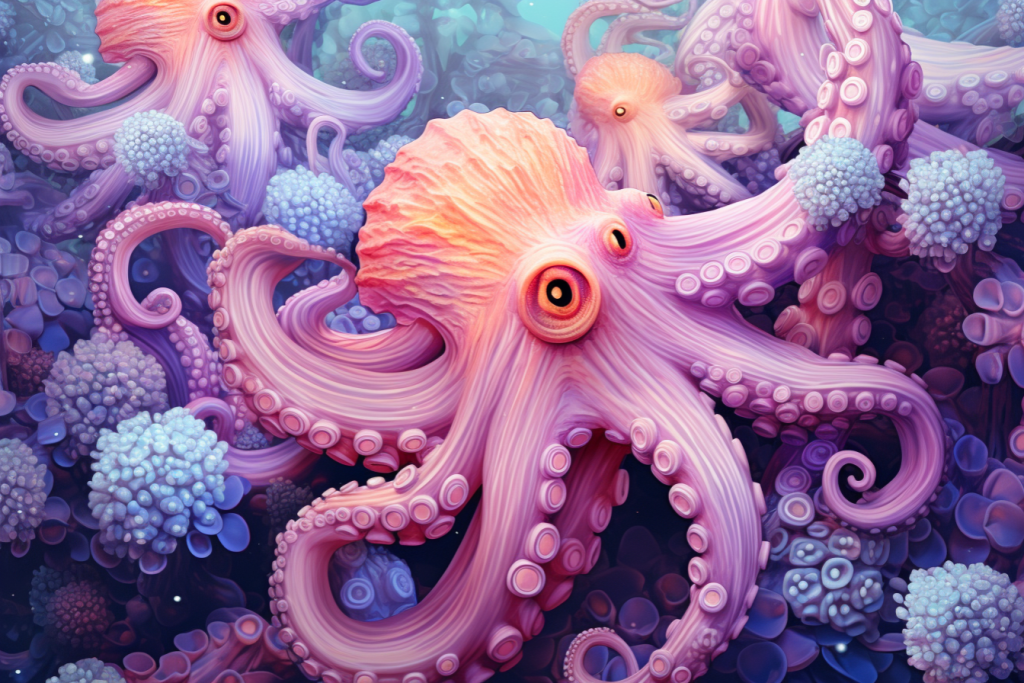 海洋八爪鱼水母海底世界海洋生物插画