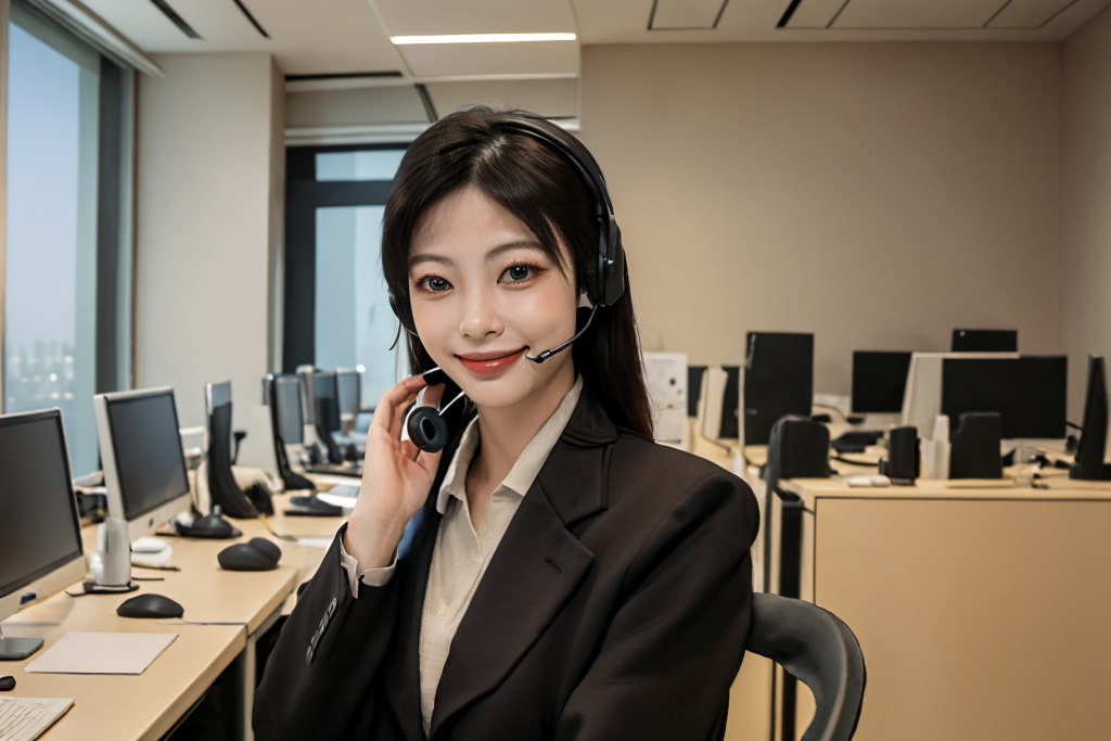 头戴式耳机女性客服人物肖像摄影图