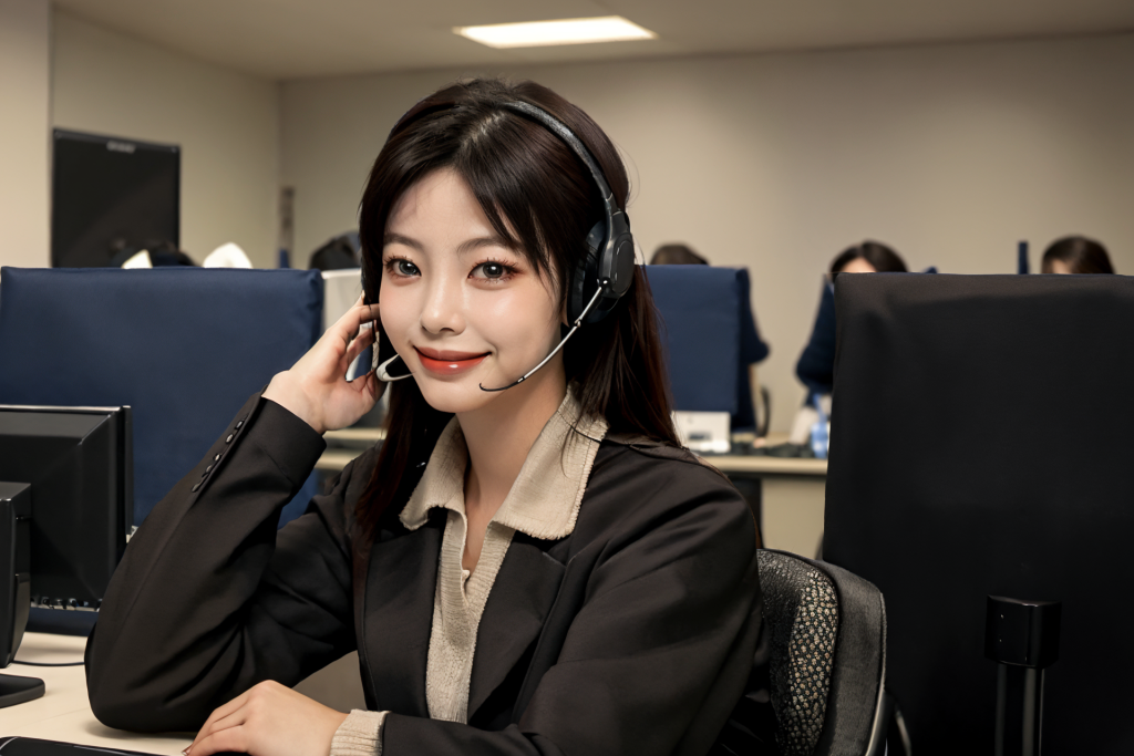 耳麦女性客服人物肖像摄影图