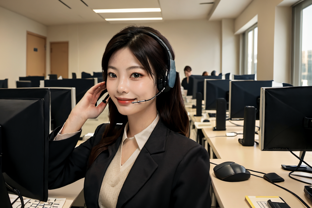 耳麦女性客服人物肖像摄影图