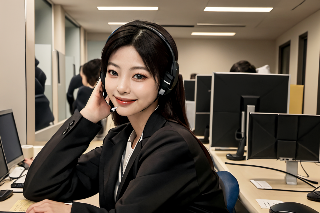 耳麦女性客服人物肖像摄影图