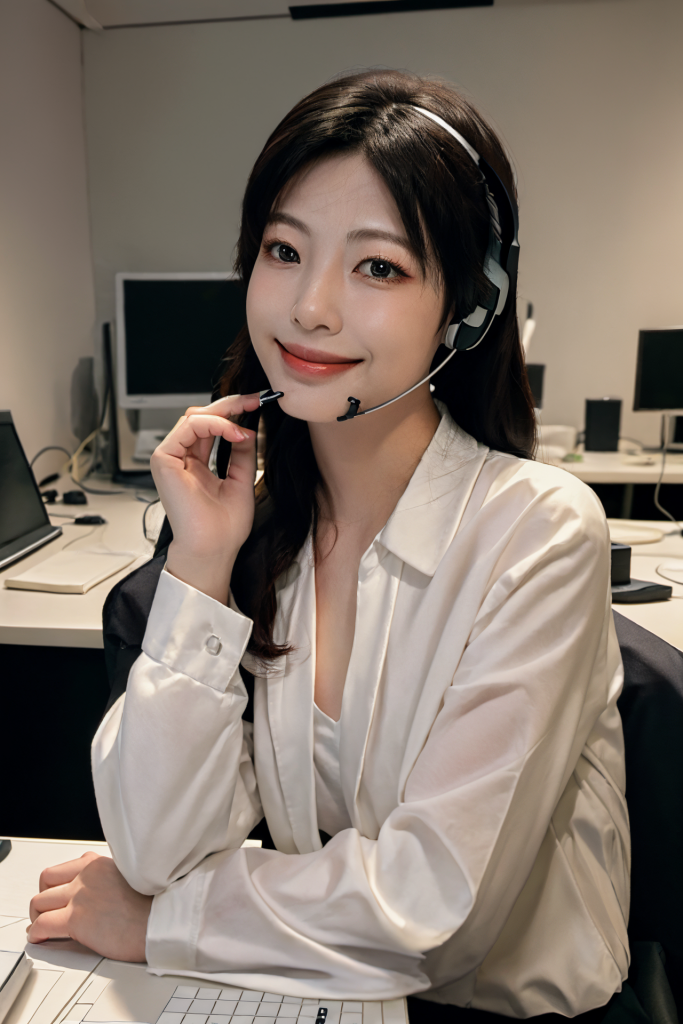 耳麦女性客服人物肖像摄影图