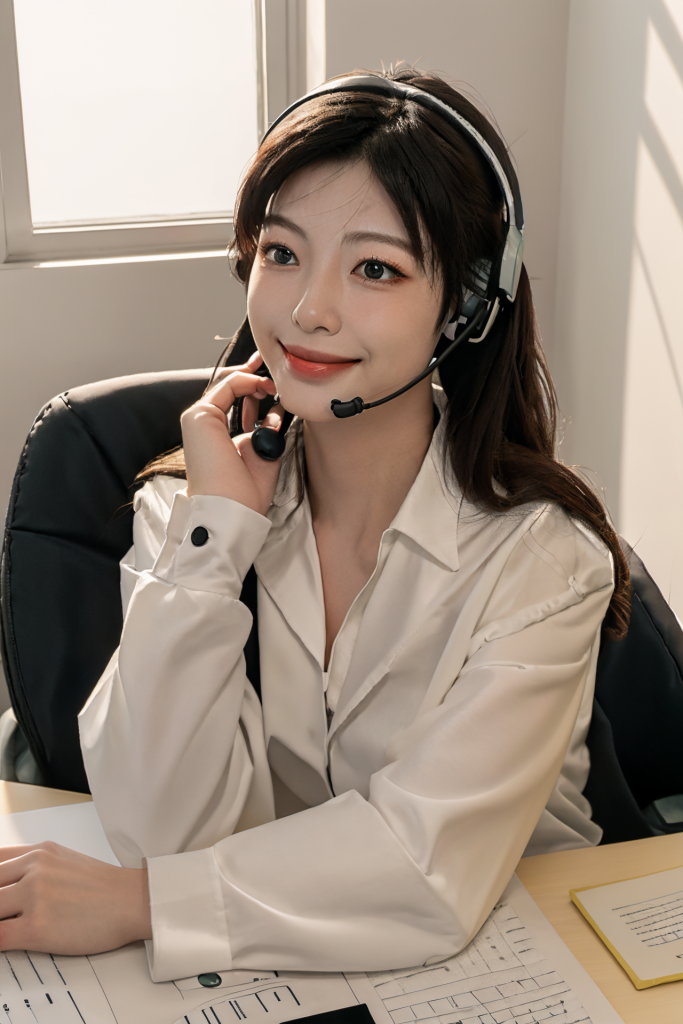 耳麦女性客服人物肖像摄影图