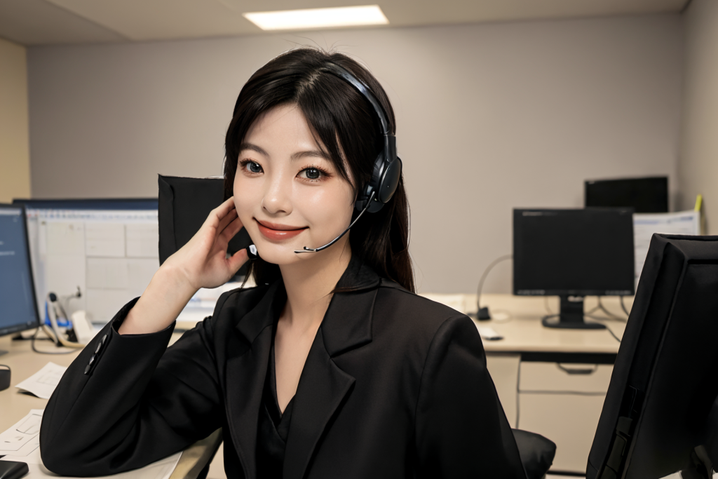 电脑女性客服人物肖像摄影图