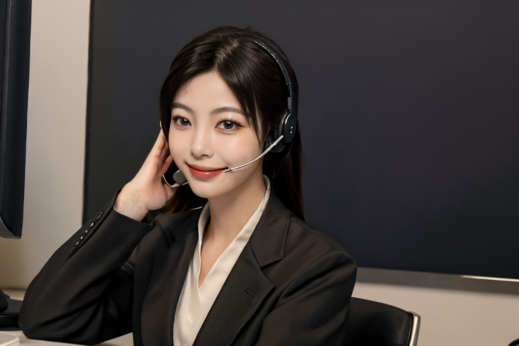 电脑女性客服人物肖像摄影图