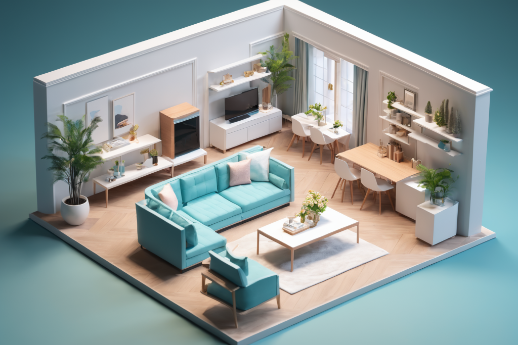 客厅3D模型3D室内设计装修透视图模型png下载_编号610060236501424518-设图网