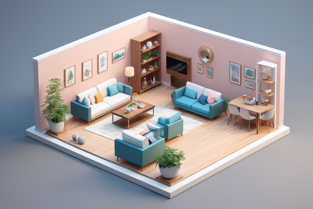 艺术效果3D室内设计装修透视图模型png下载_编号610060982345144800-设图网