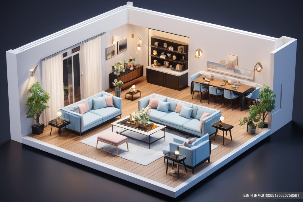3DMax3D室内设计装修透视图模型png下载_编号610065185620758561-设图网