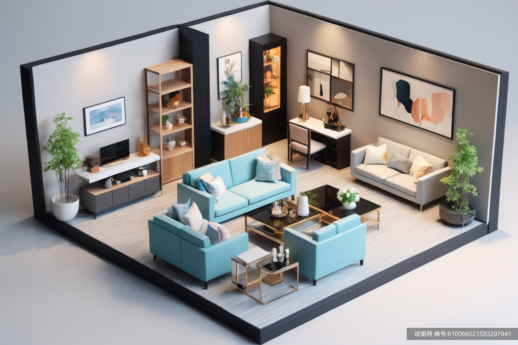 户型图模型3D室内设计装修透视图模型png下载_编号610066021583297941-设图网