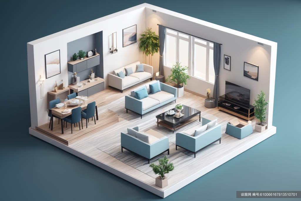 户型图模型3D室内设计装修透视图模型png下载_编号610066167813510701-设图网