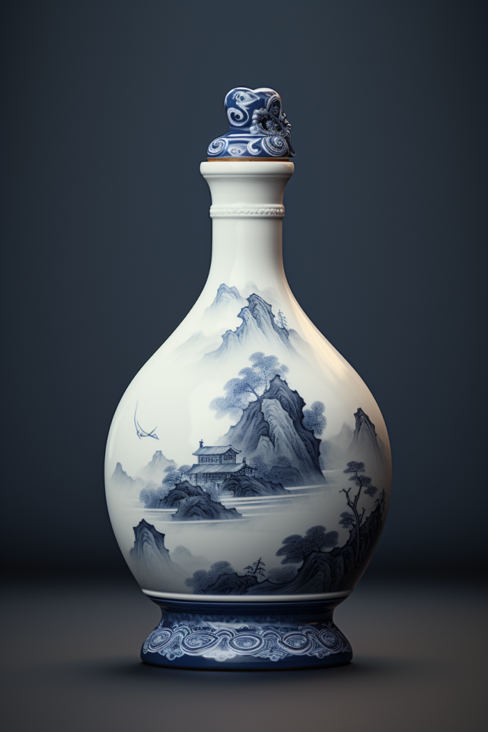 中国古董青花瓷摄影图