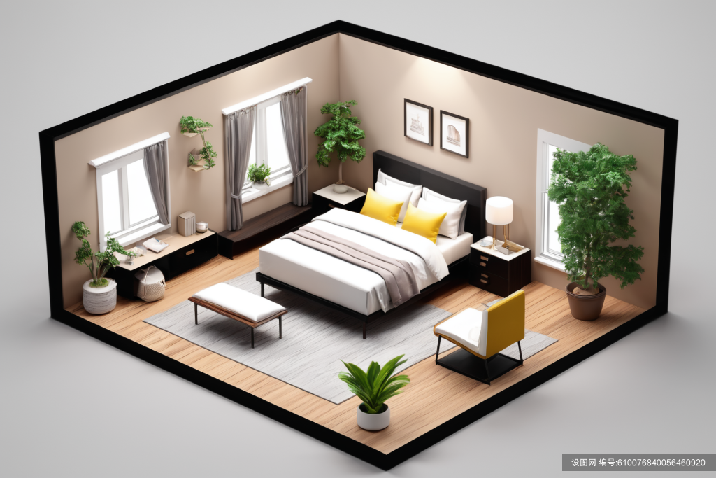 室内装潢3D室内设计装修透视图模型png下载_编号610076840056460920-设图网