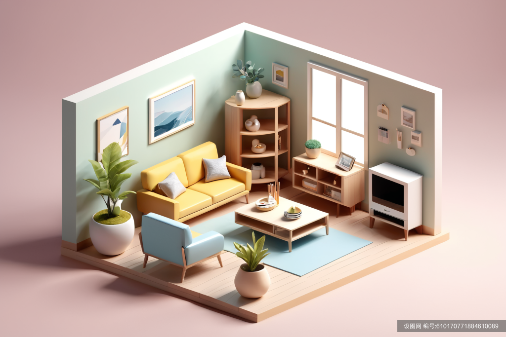 户型图模型3D室内设计装修透视图模型png下载_编号610170771884610089-设图网