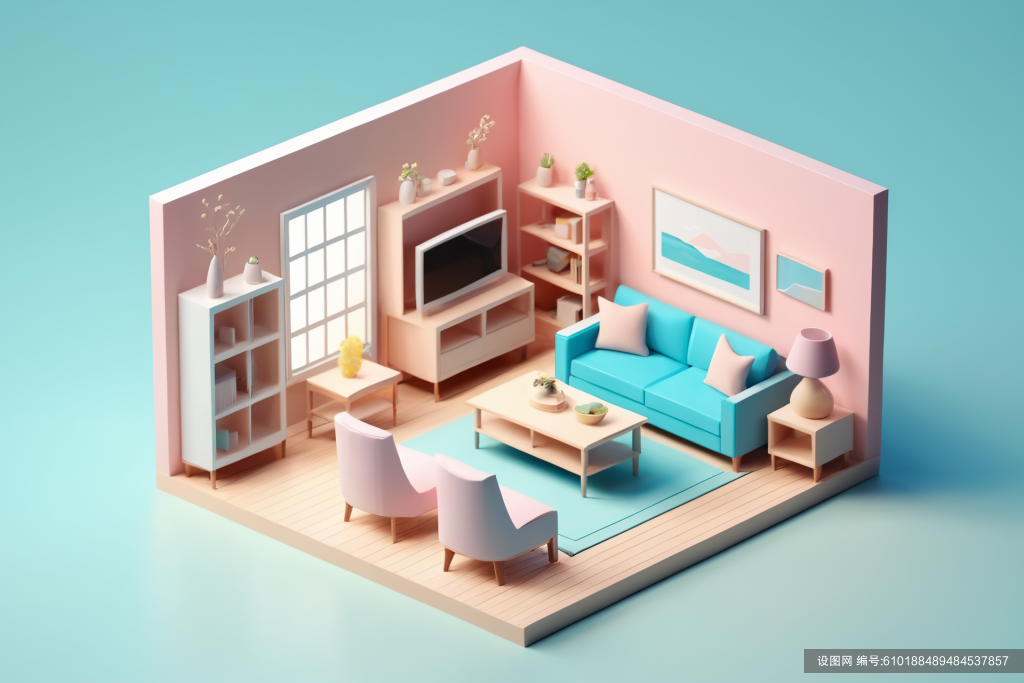 户型模型3D室内设计装修透视图模型png下载_编号610188489484537857-设图网
