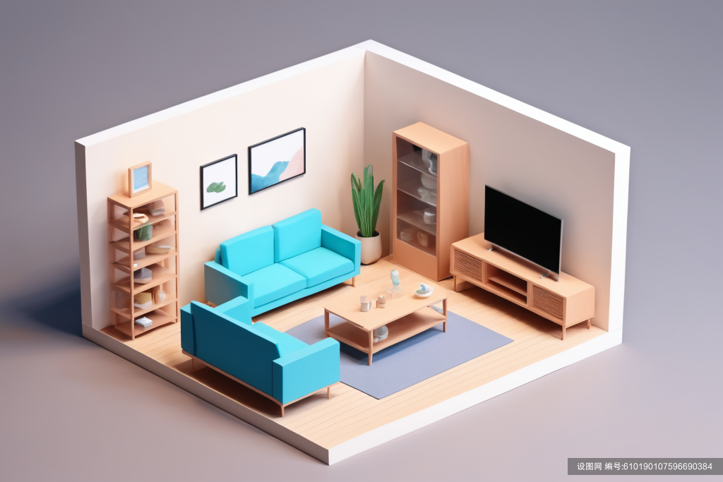 客厅3D模型3D室内设计装修透视图模型png下载_编号610190107596690384-设图网
