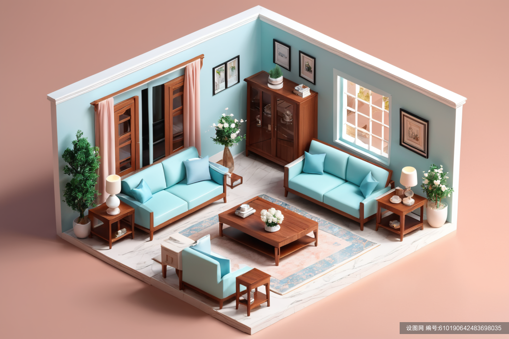 客厅3D模型3D室内设计装修透视图模型png下载_编号610190642483698035-设图网