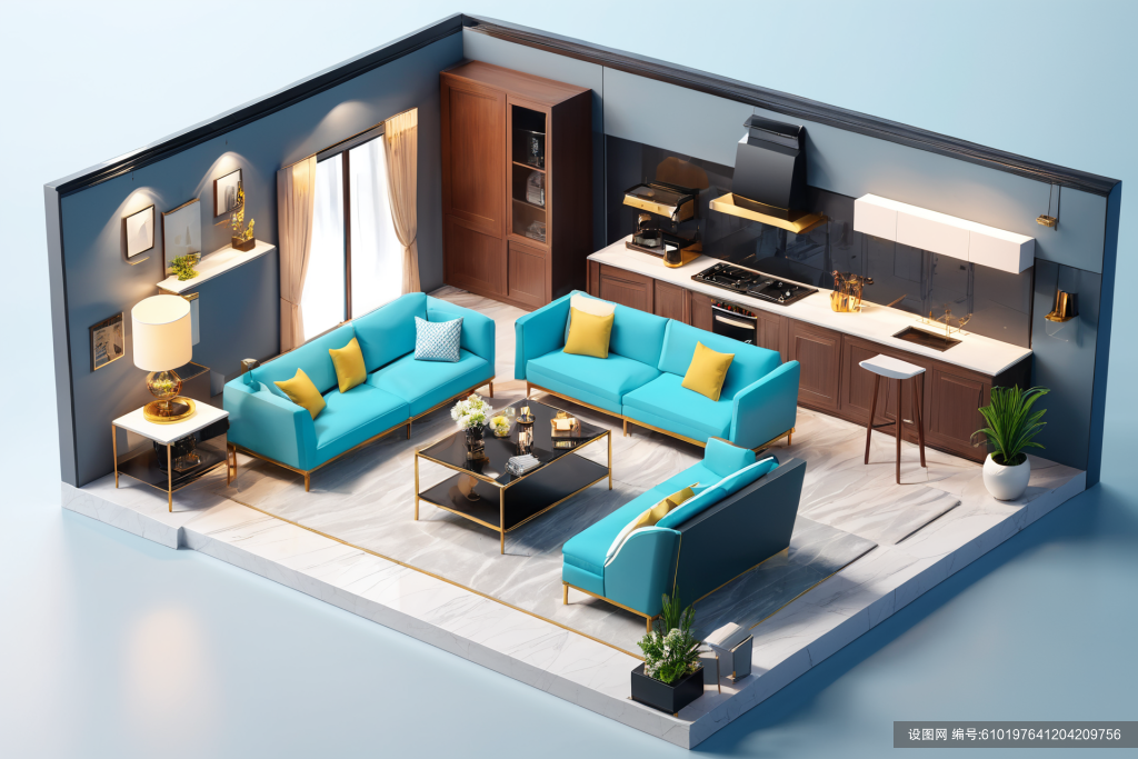 户型图模型3D室内设计装修透视图模型png下载_编号610197641204209756-设图网